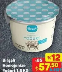 BİRŞAH HOMOJENİZE YOĞURT 1,5 KG